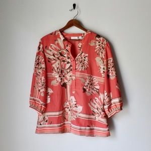 NY&C Coral Floral 3/4 Sleeve Blouse